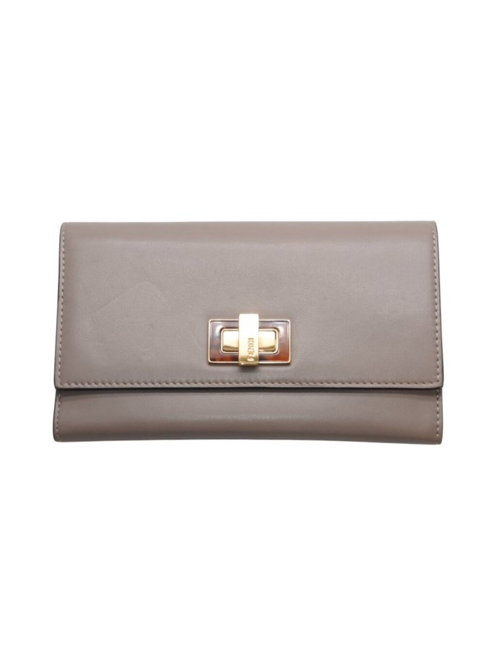 Fendi Peekaboo Continental Wallet Leather Greige Tortoiseshell